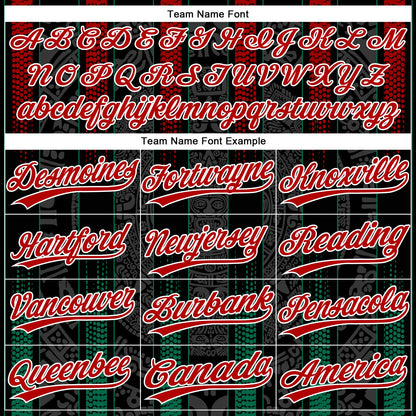Custom Black Kelly Green Red-White Mexico Two-Button Unisex Softball Jersey