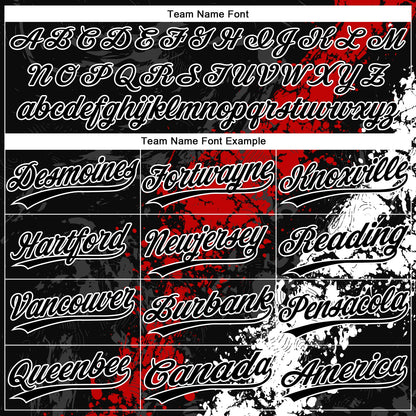 Custom Black Red-White Dripping Splatter Cracked Texture Two-Button Unisex Softball Jersey