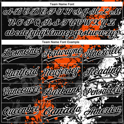 Custom Black Orange-White Dripping Splatter Cracked Texture Two-Button Unisex Softball Jersey