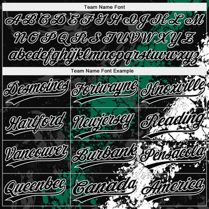 Custom Black Kelly Green-White Dripping Splatter Cracked Texture Two-Button Unisex Softball Jersey