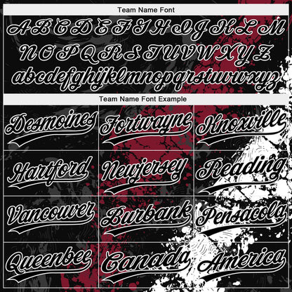 Custom Black Crimson-White Dripping Splatter Cracked Texture Two-Button Unisex Softball Jersey