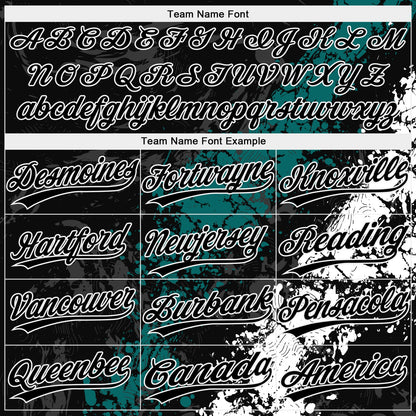 Custom Black Teal-White Dripping Splatter Cracked Texture Two-Button Unisex Softball Jersey
