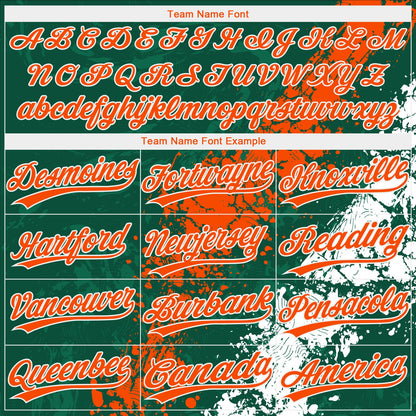 Custom Kelly Green Orange-White Dripping Splatter Cracked Texture Two-Button Unisex Softball Jersey