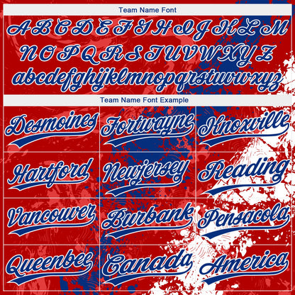 Custom Red Royal-White Dripping Splatter Cracked Texture Two-Button Unisex Softball Jersey