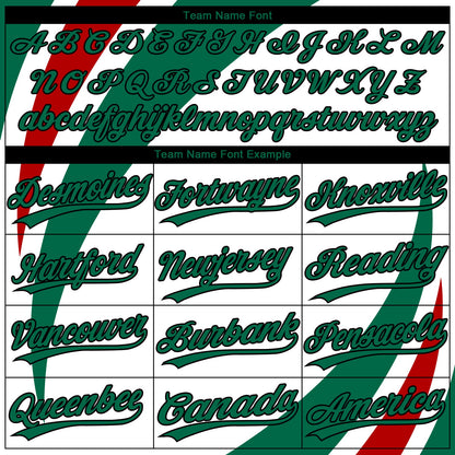 Custom White Red Kelly Green-Black Mexico Two-Button Unisex Softball Jersey