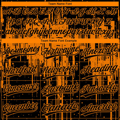 Custom Black Bay Orange Dripping Splatter Paint Two-Button Unisex Softball Jersey