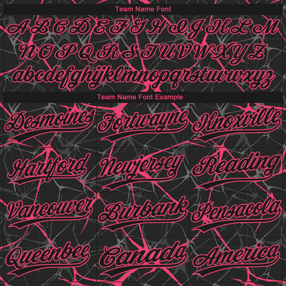 Custom Black Neon Pink  Abstract Network Two-Button Unisex Softball Jersey