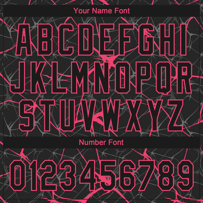 Custom Black Neon Pink  Abstract Network Two-Button Unisex Softball Jersey