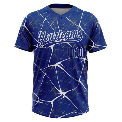 Custom Royal White  Abstract Network Two-Button Unisex Softball Jersey