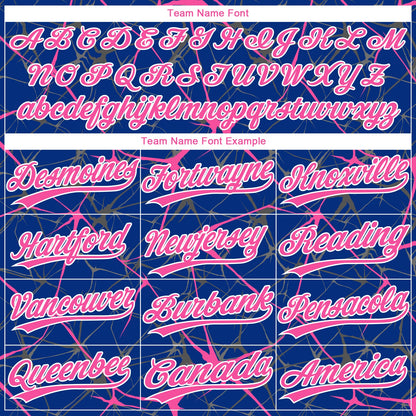 Custom Royal Pink-White  Abstract Network Two-Button Unisex Softball Jersey
