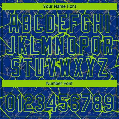 Custom Royal Neon Green  Abstract Network Two-Button Unisex Softball Jersey