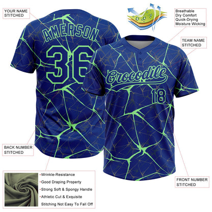 Custom Royal Pea Green  Abstract Network Two-Button Unisex Softball Jersey