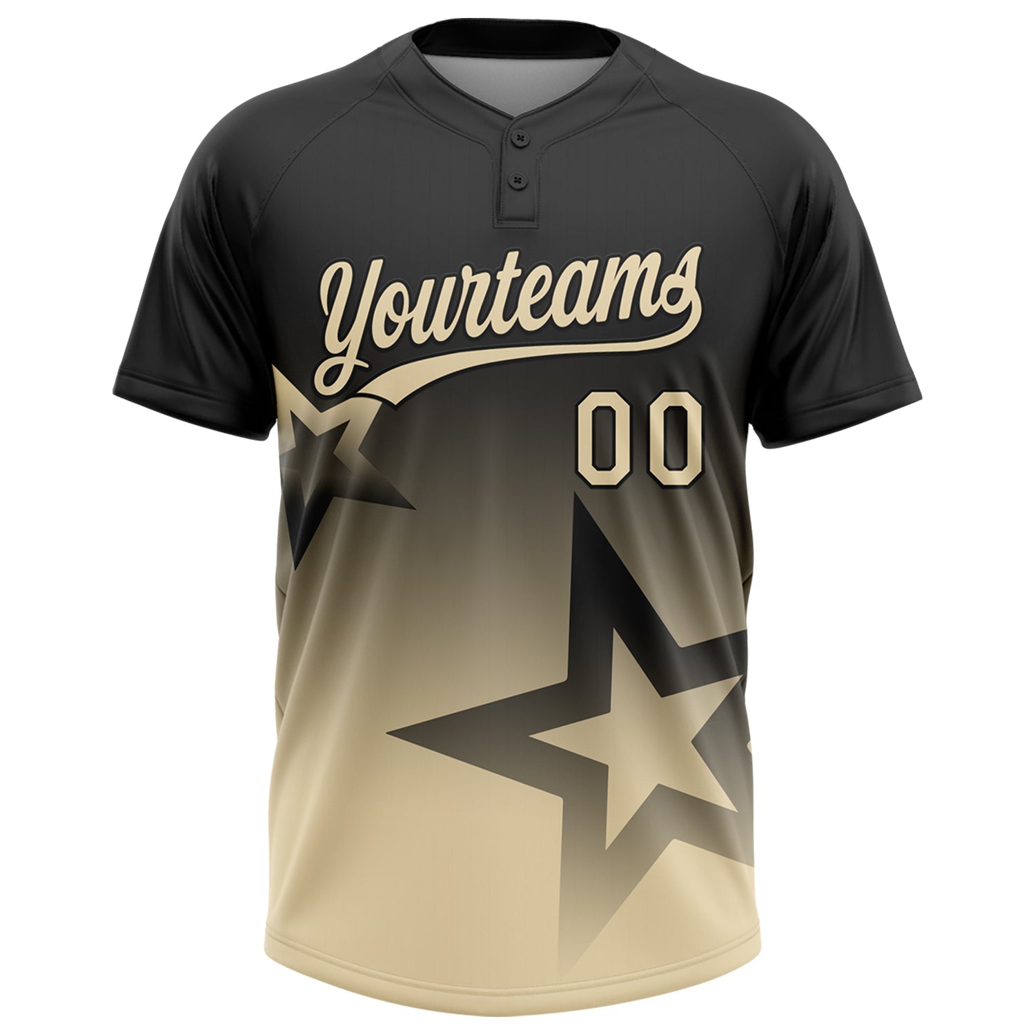 Custom Black Cream Gradient Style Twinkle Star Two-Button Unisex Softball Jersey