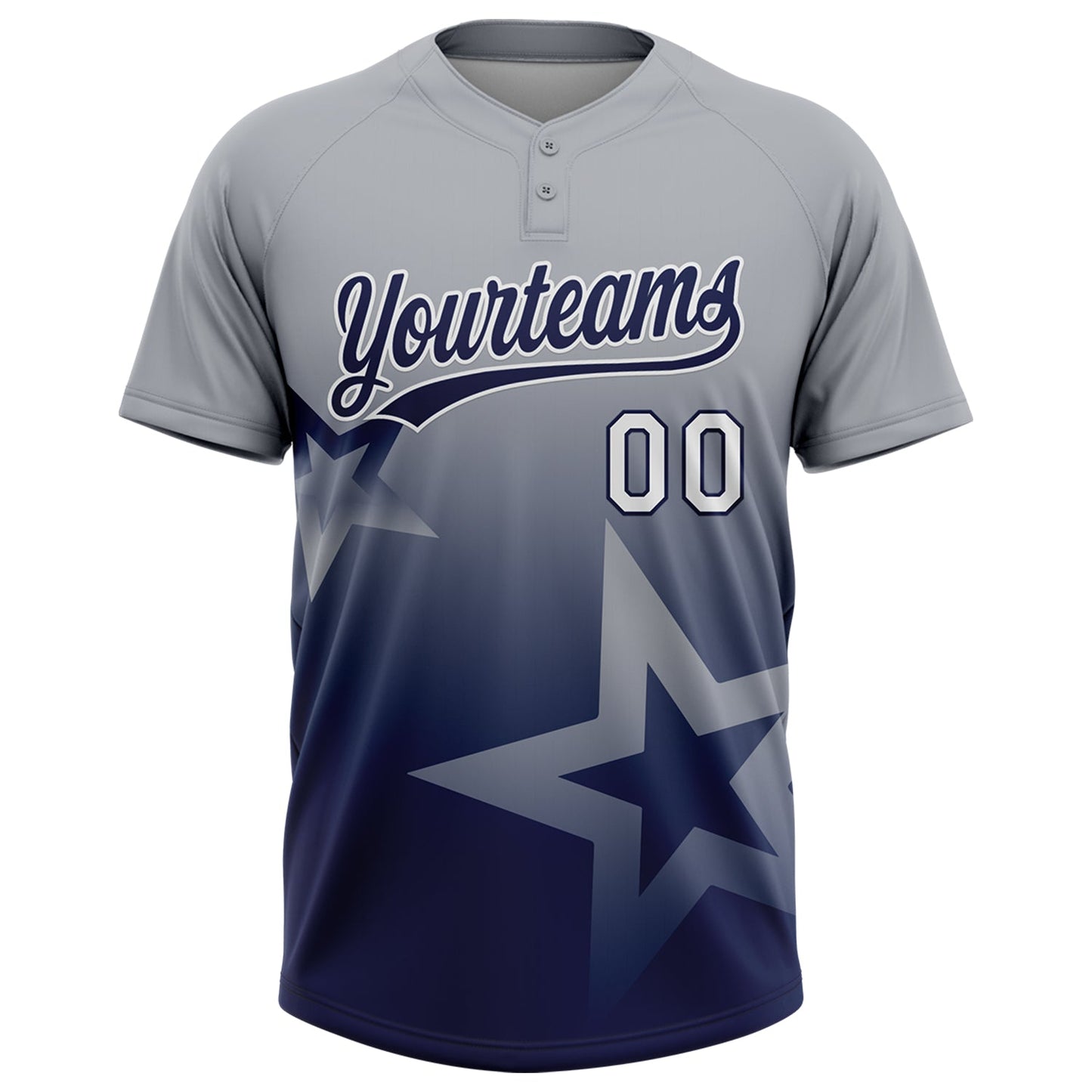 Custom Gray Navy-White Gradient Style Twinkle Star Two-Button Unisex Softball Jersey