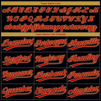 Custom Black Red-Old Gold Gradient Style Twinkle Star Two-Button Unisex Softball Jersey