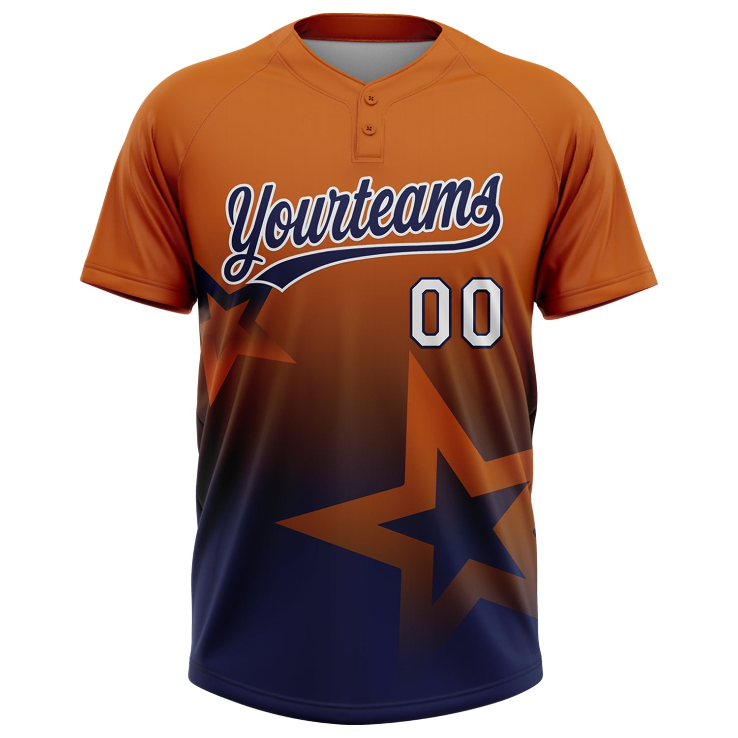 Custom Texas Orange Navy-White Gradient Style Twinkle Star Two-Button Unisex Softball Jersey