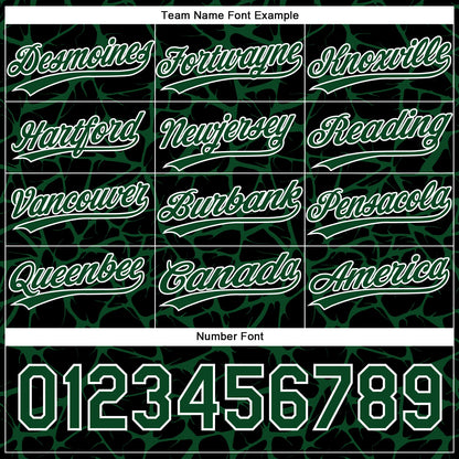 Custom Black Green-White Abstract Network Crackle Two-Button Unisex Softball Jersey