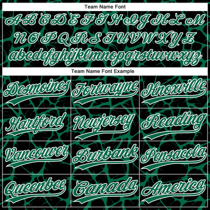 Custom Black Kelly Green-White Abstract Network Crackle Two-Button Unisex Softball Jersey