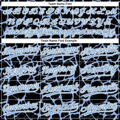Custom Black Light Blue-White Abstract Network Crackle Two-Button Unisex Softball Jersey
