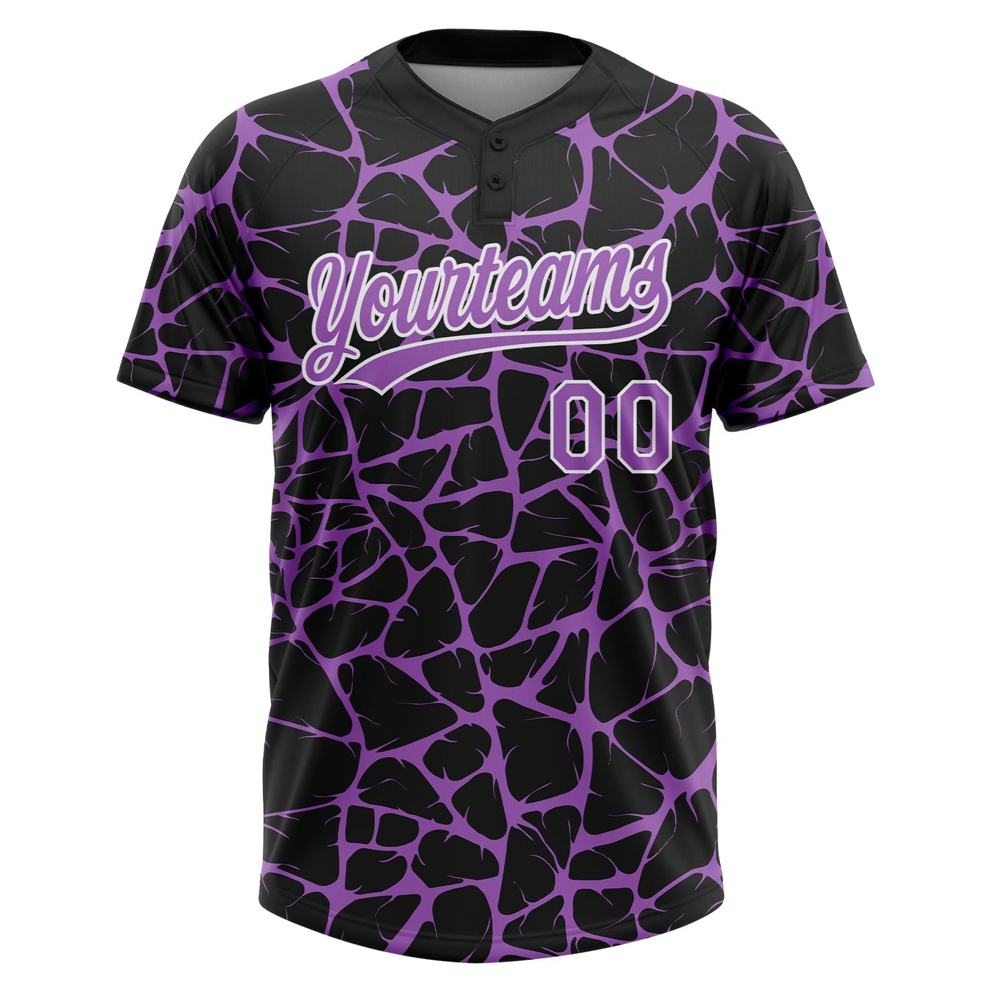Custom Black Medium Purple-White Abstract Network Crackle Two-Button Unisex Softball Jersey