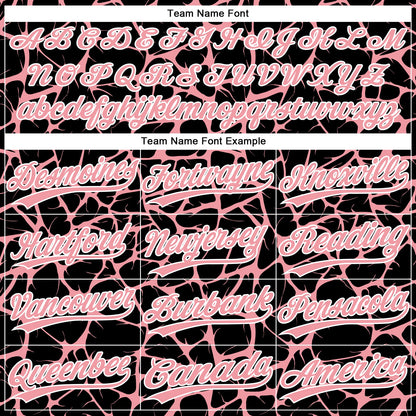 Custom Black Medium Pink-White Abstract Network Crackle Two-Button Unisex Softball Jersey