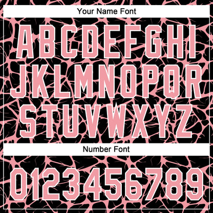 Custom Black Medium Pink-White Abstract Network Crackle Two-Button Unisex Softball Jersey