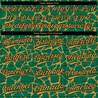 Custom Kelly Green Old Gold-Black Abstract Network Crackle Two-Button Unisex Softball Jersey