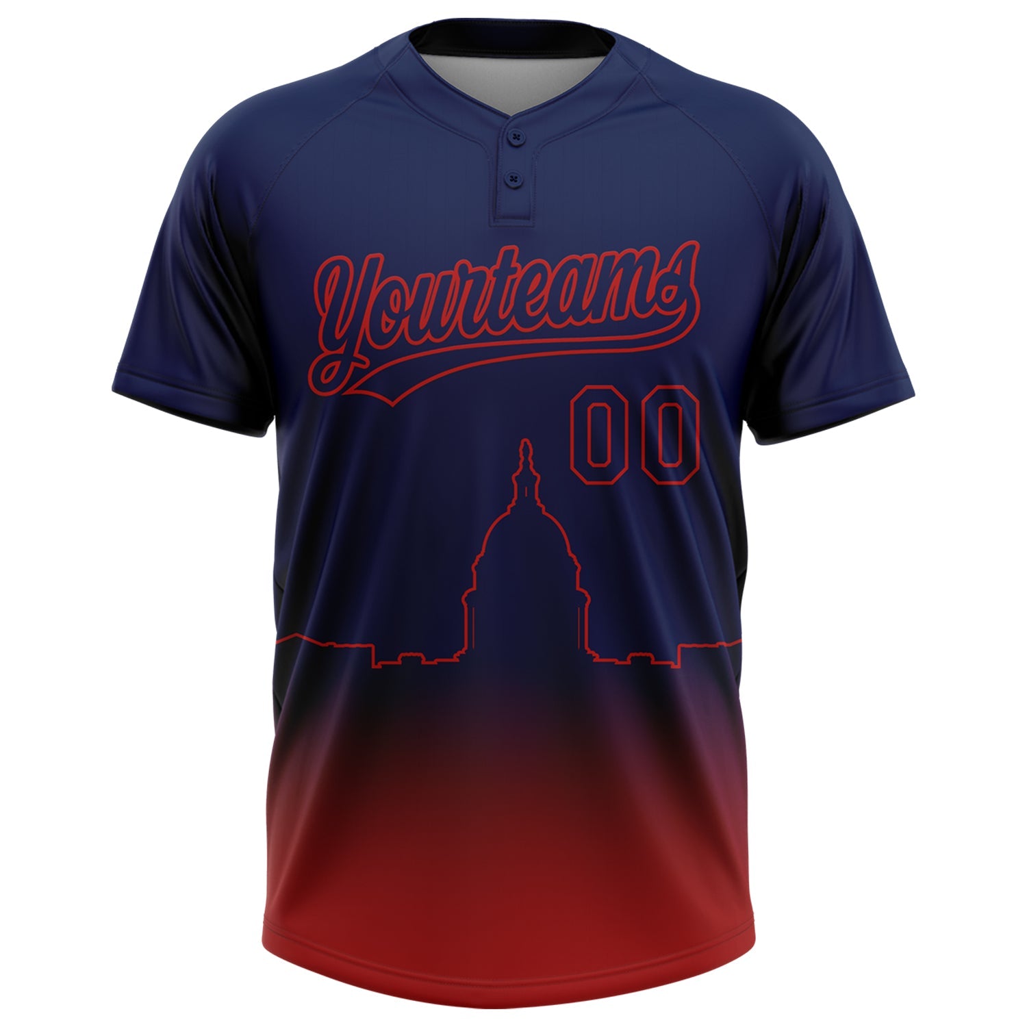 Custom Navy Red Washington City Edition Gradient Two-Button Unisex Softball Jersey