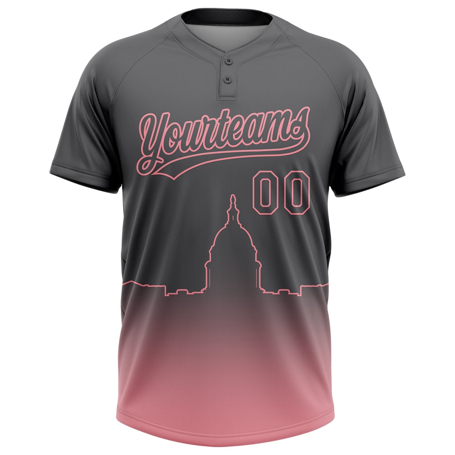 Custom Steel Gray Medium Pink Washington City Edition Gradient Two-Button Unisex Softball Jersey