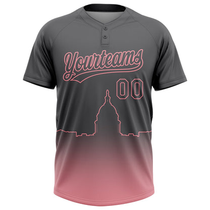 Custom Steel Gray Medium Pink Washington City Edition Gradient Two-Button Unisex Softball Jersey