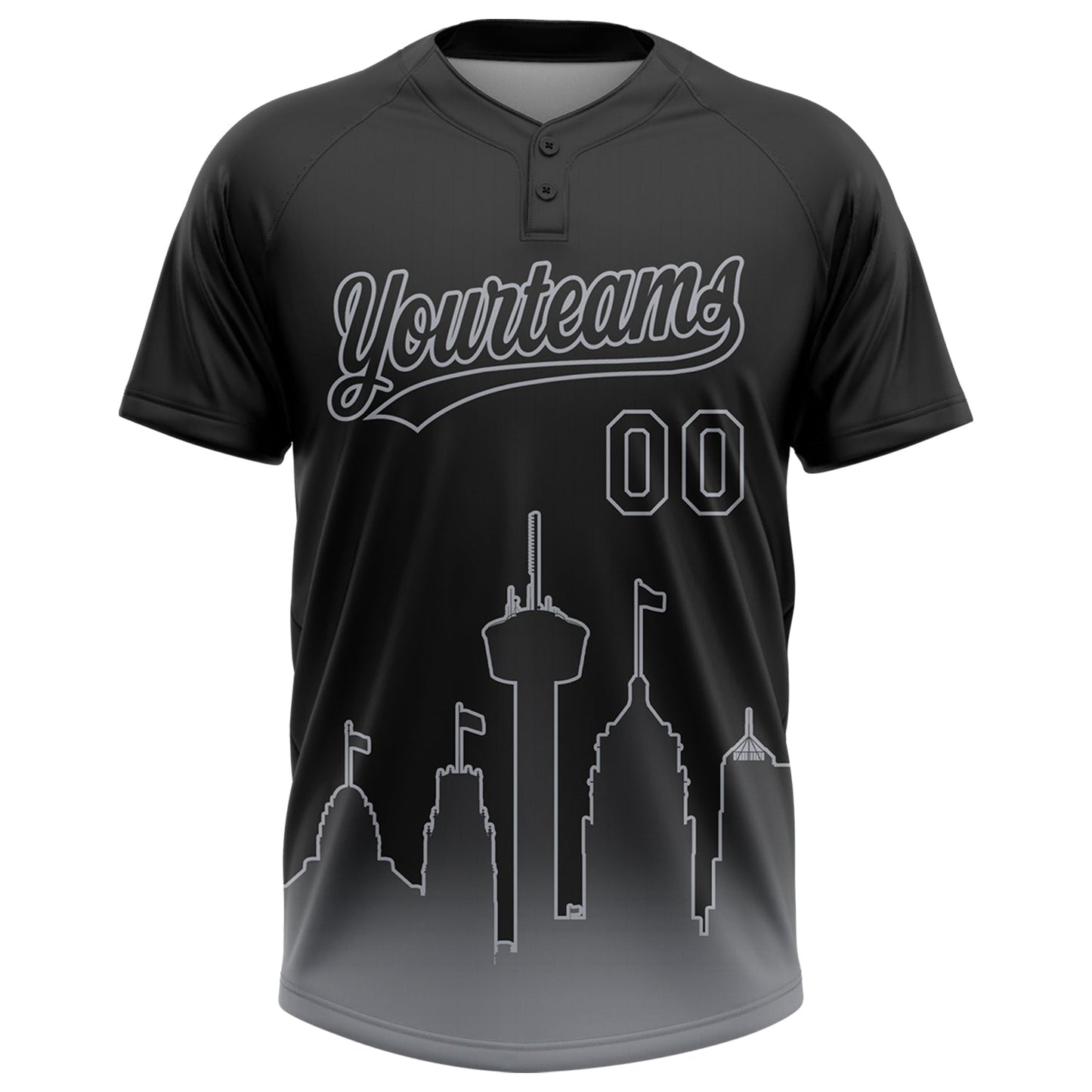 Custom Black Gray San Antonio City Edition Gradient Two-Button Unisex Softball Jersey