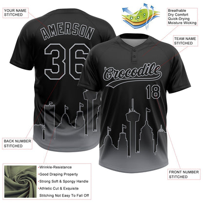 Custom Black Gray San Antonio City Edition Gradient Two-Button Unisex Softball Jersey
