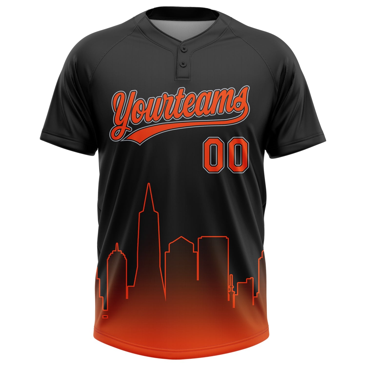 Custom Black Orange-Gray San Francisco City Edition Gradient Two-Button Unisex Softball Jersey