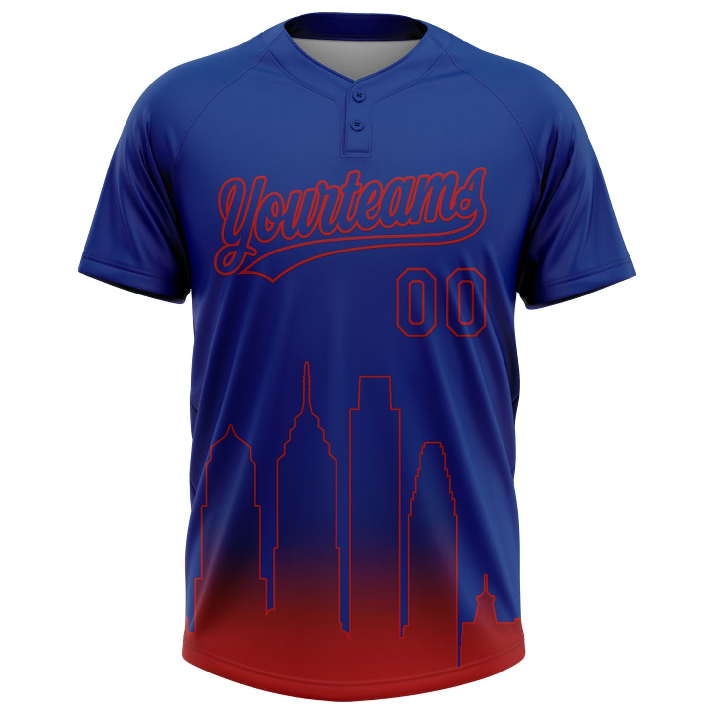 Custom Royal Red Philadelphia City Edition Gradient Two-Button Unisex Softball Jersey