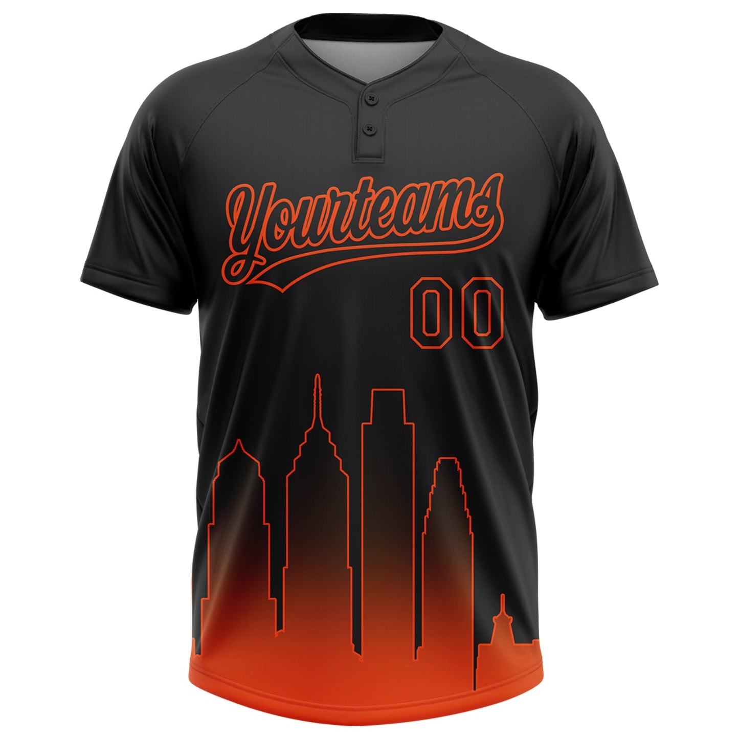 Custom Black Orange Philadelphia City Edition Gradient Two-Button Unisex Softball Jersey