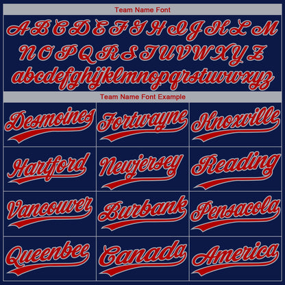 Custom Navy Red-Gray Boston City Edition Gradient Two-Button Unisex Softball Jersey