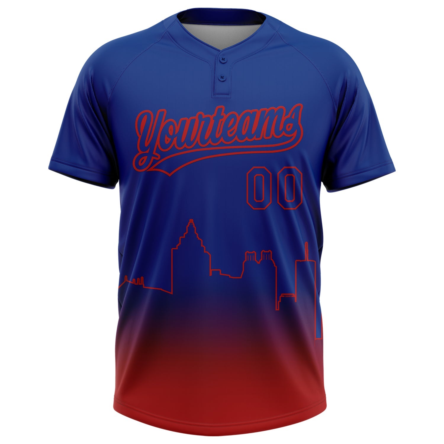 Custom Royal Red Atlanta City Edition Gradient Two-Button Unisex Softball Jersey