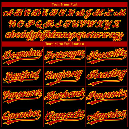 Custom Black Red-Gold Atlanta City Edition Gradient Two-Button Unisex Softball Jersey