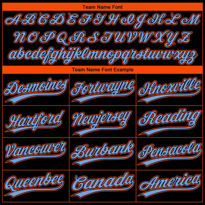 Custom Black Powder Blue-Orange Miami City Edition Gradient Two-Button Unisex Softball Jersey