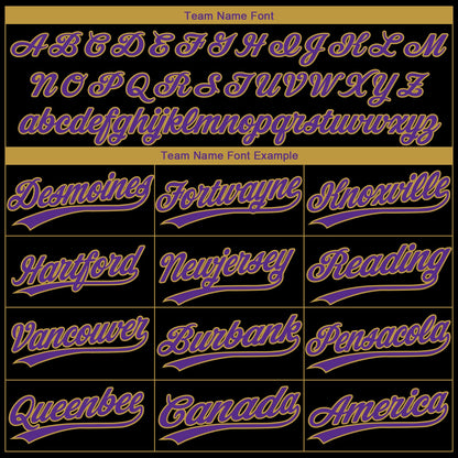 Custom Black Purple-Old Gold Baltimore City Edition Gradient Two-Button Unisex Softball Jersey