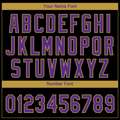Custom Black Purple-Old Gold Baltimore City Edition Gradient Two-Button Unisex Softball Jersey