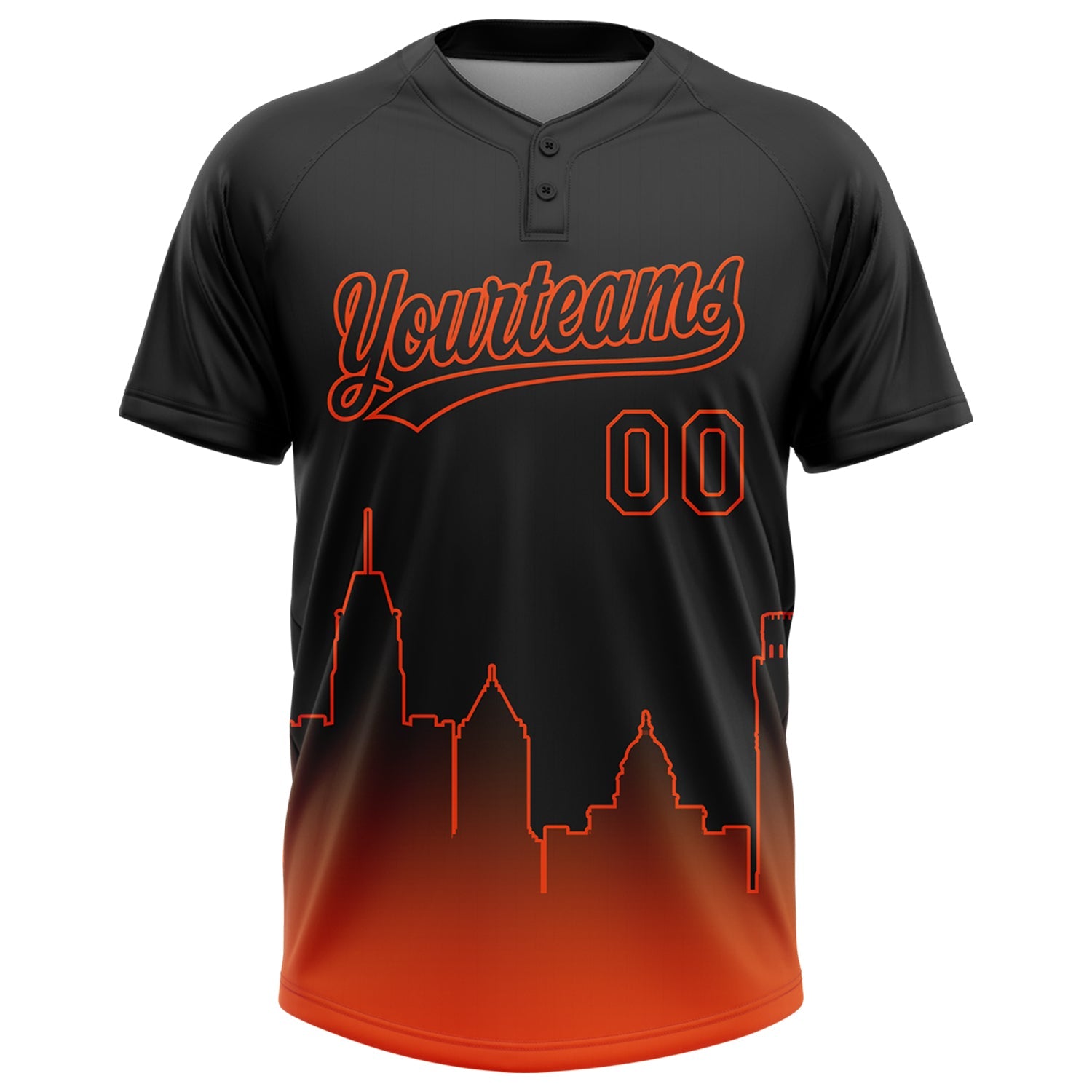 Custom Black Orange Baltimore City Edition Gradient Two-Button Unisex Softball Jersey