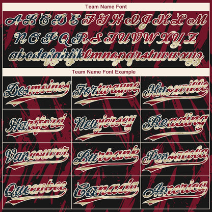 Custom Black Vintage USA Flag Crimson-Cream Splatter Torn Sharp Brush Stroke Two-Button Unisex Softball Jersey