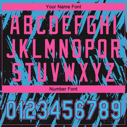 Custom Black Sky Blue-Pink Splatter Torn Sharp Brush Stroke Two-Button Unisex Softball Jersey