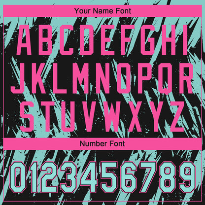 Custom Black Ice Blue-Pink Splatter Torn Sharp Brush Stroke Two-Button Unisex Softball Jersey