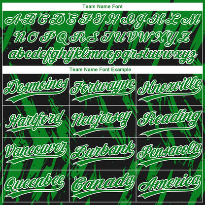 Custom Black Grass Green-White Splatter Torn Sharp Brush Stroke Two-Button Unisex Softball Jersey