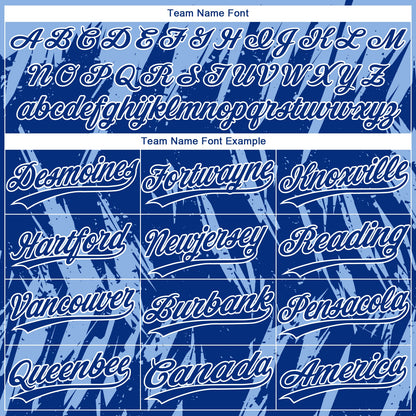 Custom Light Blue Royal-White Splatter Torn Sharp Brush Stroke Two-Button Unisex Softball Jersey