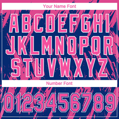 Custom Pink Royal-White Splatter Torn Sharp Brush Stroke Two-Button Unisex Softball Jersey