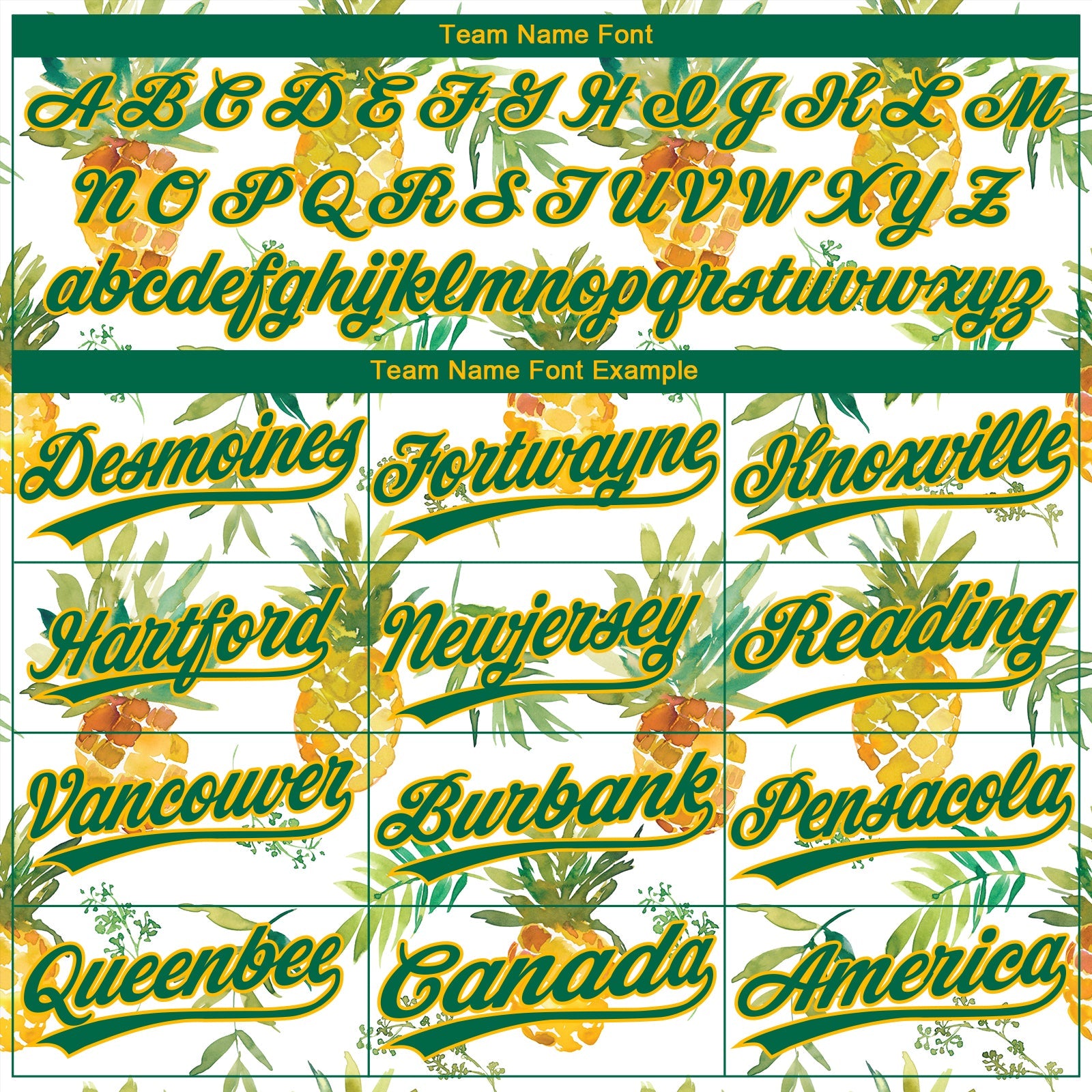 Custom White Kelly Green-Gold Hawaii Fruit Pineapples Two-Button Unisex Softball Jersey