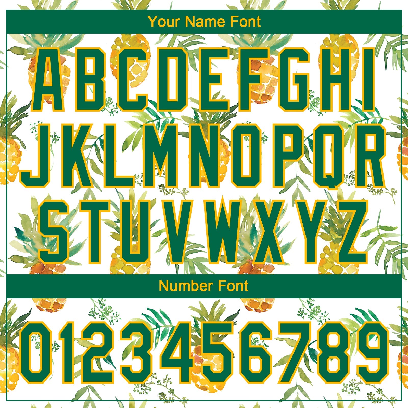 Custom White Kelly Green-Gold Hawaii Fruit Pineapples Two-Button Unisex Softball Jersey